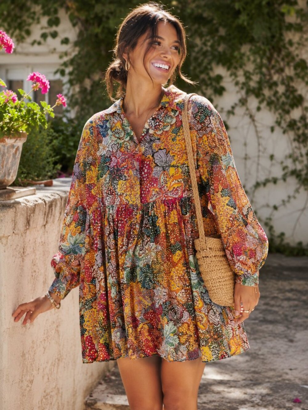 Kika Vargas x Target SZ S Anemone Floral Mini Dress Oversized